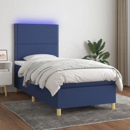 Boxspringbett mit Matratze & LED Blau 80x200 cm Stoff