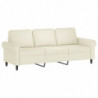 3-Sitzer-Sofa mit Zierkissen Creme 180 cm Samt