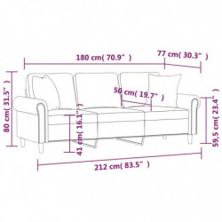 3-Sitzer-Sofa mit Zierkissen Creme 180 cm Samt