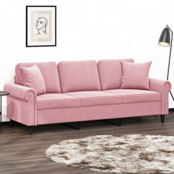 3-Sitzer-Sofa mit Zierkissen Rosa 180 cm Samt