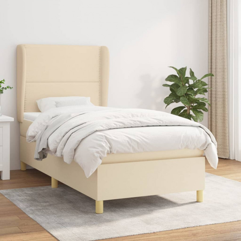 Boxspringbett mit Matratze Creme 80x200 cm Stoff