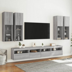 7-tlg. TV-Wohnwand mit LED-Leuchten Grau Sonoma