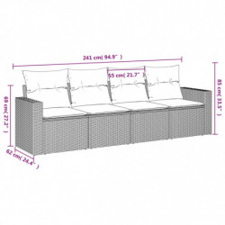 4-tlg. Garten-Sofagarnitur mit Kissen Schwarz Poly Rattan