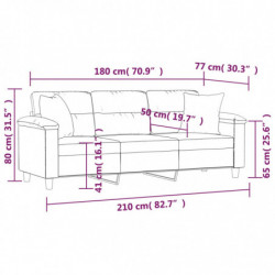 3-Sitzer-Sofa mit Kissen Hellgrau 180 cm Mikrofasergewebe