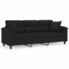 3-Sitzer-Sofa mit Kissen Schwarz 180 cm Mikrofasergewebe