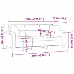 3-Sitzer-Sofa mit Kissen Schwarz 180 cm Mikrofasergewebe