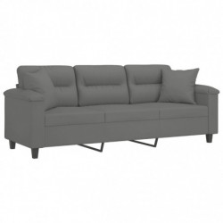 3-Sitzer-Sofa mit Kissen Dunkelgrau 180 cm Mikrofasergewebe