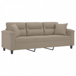 3-Sitzer-Sofa mit Kissen Taupe 180 cm Mikrofasergewebe