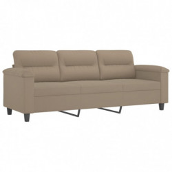 3-Sitzer-Sofa mit Kissen Taupe 180 cm Mikrofasergewebe