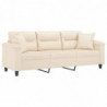 3-Sitzer-Sofa mit Kissen Beige 180 cm Mikrofasergewebe
