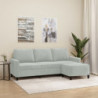 3-Sitzer-Sofa mit Hocker Hellgrau 180 cm Samt