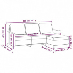 3-Sitzer-Sofa mit Hocker Hellgrau 180 cm Samt