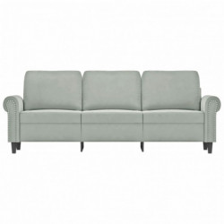 3-Sitzer-Sofa Hellgrau 180 cm Samt