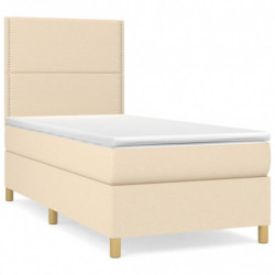 Boxspringbett mit Matratze Creme 80x200 cm Stoff