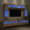 8-tlg. TV-Wohnwand mit LED-Leuchten Sonoma-Eiche