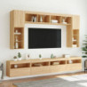 8-tlg. TV-Wohnwand mit LED-Leuchten Sonoma-Eiche