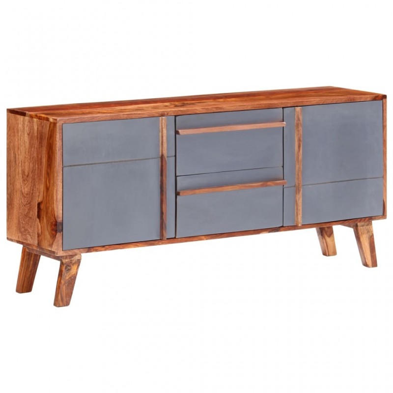 Sideboard Grau 120x30x55 cm Massivholz