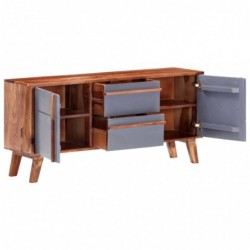 Sideboard Grau 120x30x55 cm Massivholz