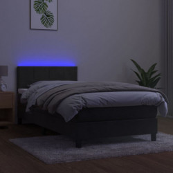 Boxspringbett mit Matratze & LED Dunkelgrau 80x200 cm Samt