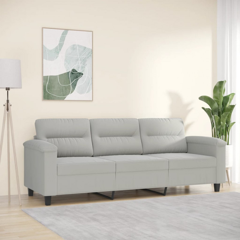 3-Sitzer-Sofa Hellgrau 180 cm Mikrofasergewebe