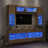 6-tlg. TV-Wohnwand mit LED-Leuchten Sonoma-Eiche