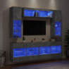 6-tlg. TV-Wohnwand mit LED-Leuchten Betongrau