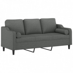 3-Sitzer-Sofa mit Zierkissen Dunkelgrau 180 cm Stoff