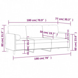 3-Sitzer-Sofa mit Zierkissen Schwarz 180 cm Samt