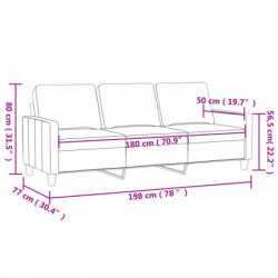 3-Sitzer-Sofa Braun 180 cm Samt