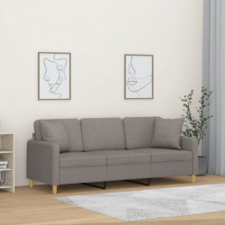 3-Sitzer-Sofa mit Zierkissen Taupe 180 cm Stoff