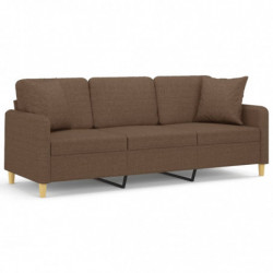 3-Sitzer-Sofa mit Zierkissen Braun 180 cm Stoff