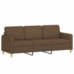 3-Sitzer-Sofa mit Zierkissen Braun 180 cm Stoff