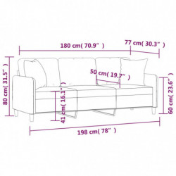 3-Sitzer-Sofa mit Zierkissen Braun 180 cm Stoff