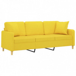 3-Sitzer-Sofa mit Zierkissen Hellgelb 180 cm Stoff