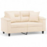 2-Sitzer-Sofa mit Kissen Beige 120 cm Mikrofasergewebe