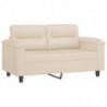 2-Sitzer-Sofa mit Kissen Beige 120 cm Mikrofasergewebe