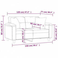 2-Sitzer-Sofa mit Kissen Beige 120 cm Mikrofasergewebe