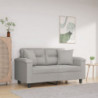 2-Sitzer-Sofa mit Kissen Hellgrau 120 cm Mikrofasergewebe