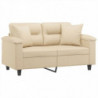 2-Sitzer-Sofa mit Kissen Creme 120 cm Mikrofasergewebe