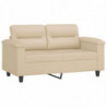 2-Sitzer-Sofa mit Kissen Creme 120 cm Mikrofasergewebe