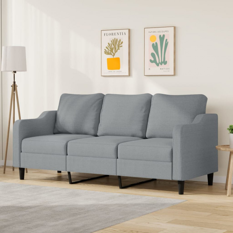 3-Sitzer-Sofa Hellgrau 180 cm Stoff