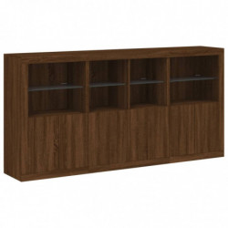 Sideboard mit LED-Leuchten Braun Eichen-Optik 202x37x100 cm