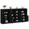 Sideboard mit LED-Leuchten Schwarz 202x37x100 cm