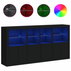 Sideboard mit LED-Leuchten Schwarz 202x37x100 cm