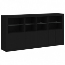 Sideboard mit LED-Leuchten Schwarz 202x37x100 cm