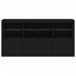 Sideboard mit LED-Leuchten Schwarz 202x37x100 cm