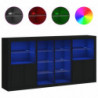 Sideboard mit LED-Leuchten Schwarz 202x37x100 cm