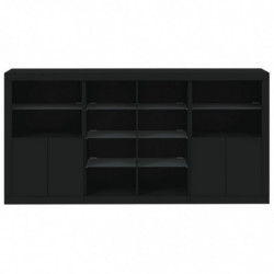 Sideboard mit LED-Leuchten Schwarz 202x37x100 cm