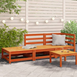 Gartensofa mit Fußhocker 2-Sitzer Wachsbraun Massivholz Kiefer