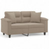 2-Sitzer-Sofa mit Kissen Taupe 120 cm Mikrofasergewebe